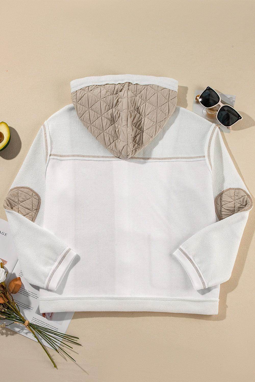 Drawstring Color Block Long Sleeve Jacket for Women Fashion