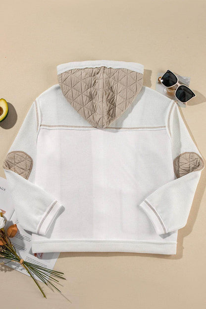 Drawstring Color Block Long Sleeve Jacket for Women Fashion