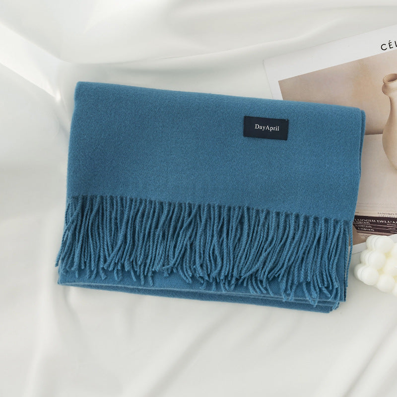 Pure Color Artificial Cashmere Scarf Women&