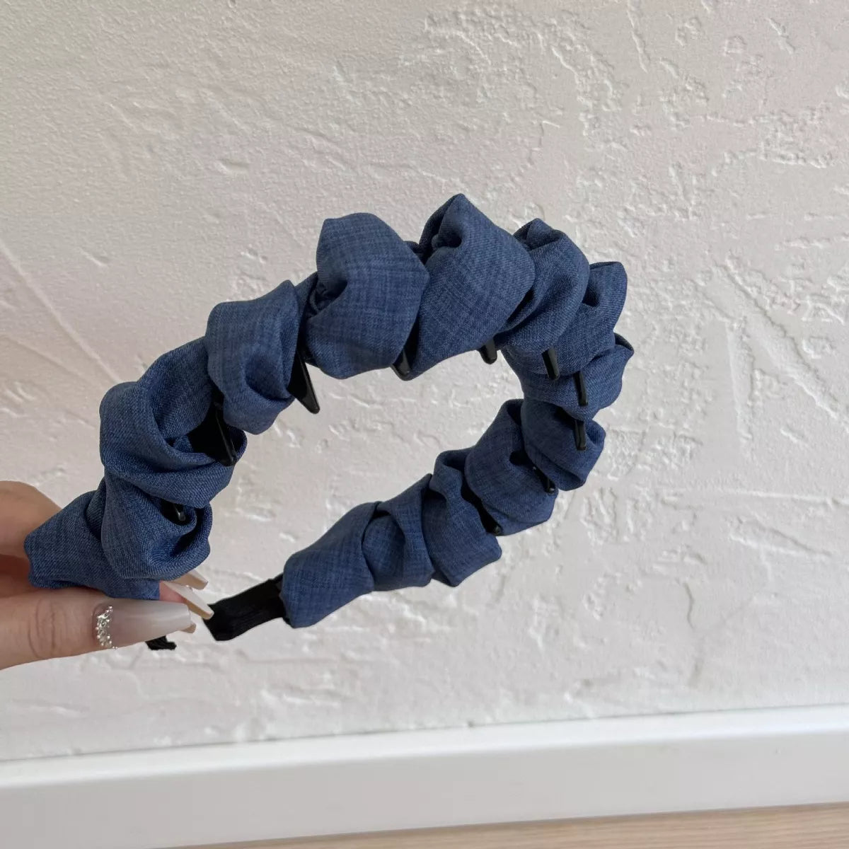 Denim Ruched Hair Headband