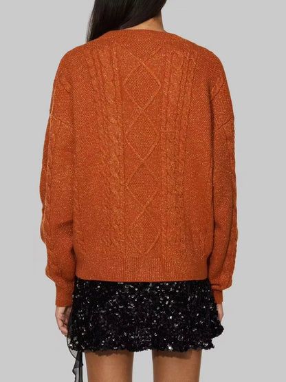 Cable Knit Button Up Cardigan
