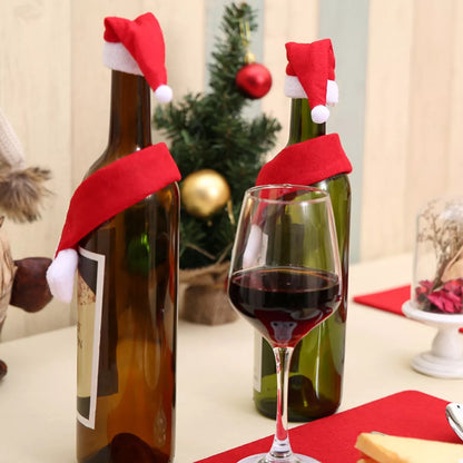 2 Piece Christmas Wine Bottle Santa Hat &amp; Scarf Decorative Covers