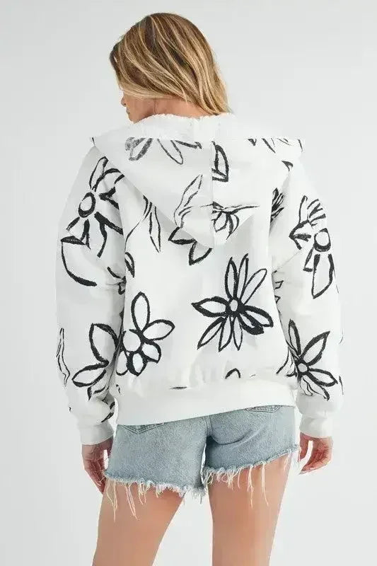 Aemi + Co Flower Sherpa Hoodie - Zip-Up &amp; Cozy | S-L | Femstylo