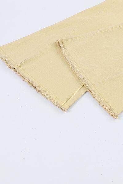 Raw Edge Mid Waist Flared Jeans for Trendy Women