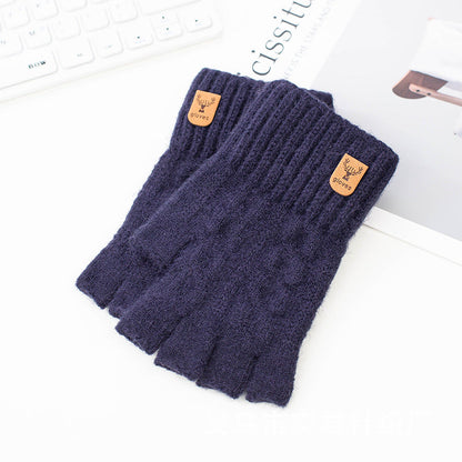 Half-finger Alpaca Wool Warm Knitted Gloves