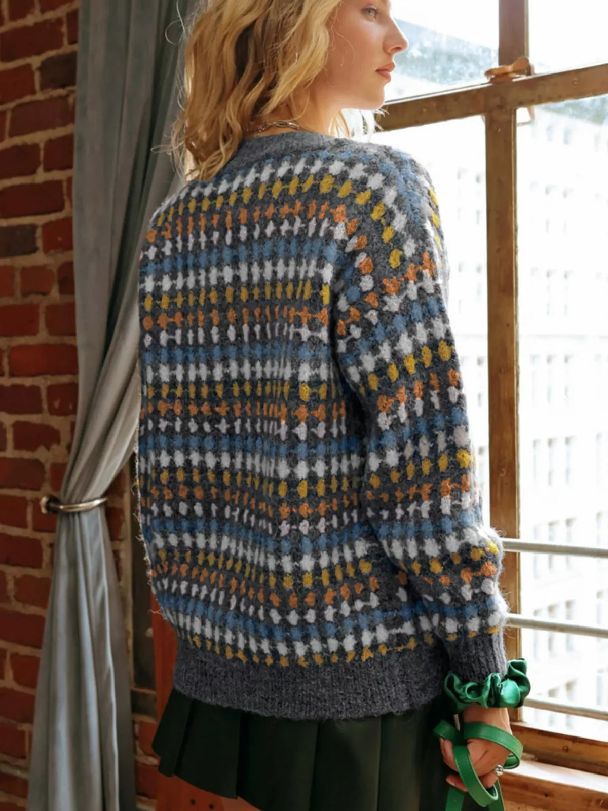 V-Neck Button Down Knit Cardigan