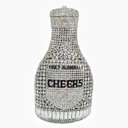 Champagne Bottle Rhinestone Evening Clutch Women&