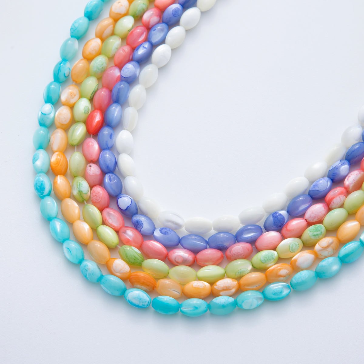 8.8mm x 5.8mm Sphere Dyed Shell Pearl Gemstone Bead Strands Finding | WA-03296 ~ WA-03301