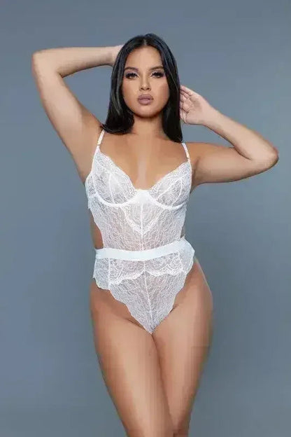 Bettany Lace Bodysuit – Romantic Keyhole Back &amp; Scalloped Trim