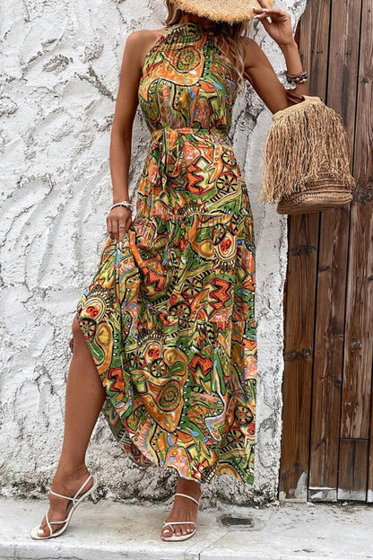Elegant Floral Sleeveless Dress Lightweight &amp; Feminine Summer Essential Beautiful Print Dress