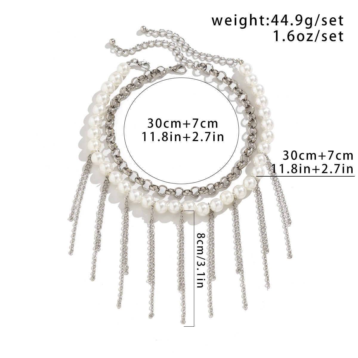 Pearl Tassel Fun Design Double-layer Retro Necklace Women&