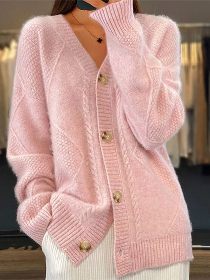 Full Size Textured Knit Button-Down Cardigan Plus Size
