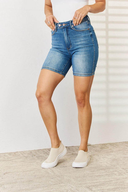 Judy Blue Full Size Tummy Control Double Button Bermuda Shorts