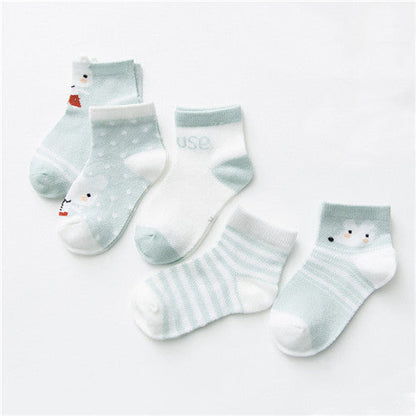 5 Pairs Cute Summer Breathable Mesh Cotton Infant Baby Socks For Newborn Boys And Girls