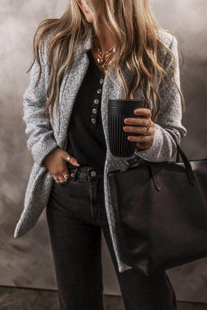 Open Front Long Sleeve Jacket for Women Casual Wear