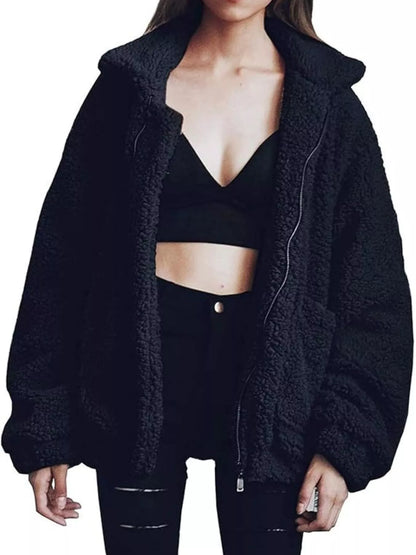 Full Size Cozy Fleece Zip Up Jacket Plus Size