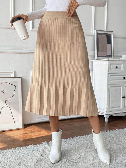 Perfee Pleated Midi Sweater Skirt for Women in Various Sizes