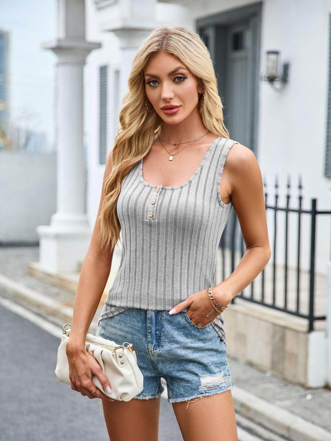 Scoop Neck Wide Strap Tank Top for Comfortable Everyday Wear