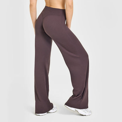 Loose Straight-leg Yoga Pants That Create A Slimming High-waisted Look