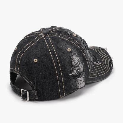 Distressed Adjustable Cotton Baseball Cap for Everyday Wear