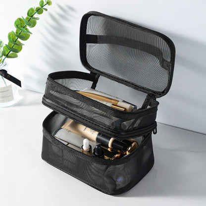 Mesh cosmetic bag, lightweight large capacity three-layer toilet bag, double-layer storage bag, travel mesh bag, tool storage box portable, Mesh ShowerTote Bag,