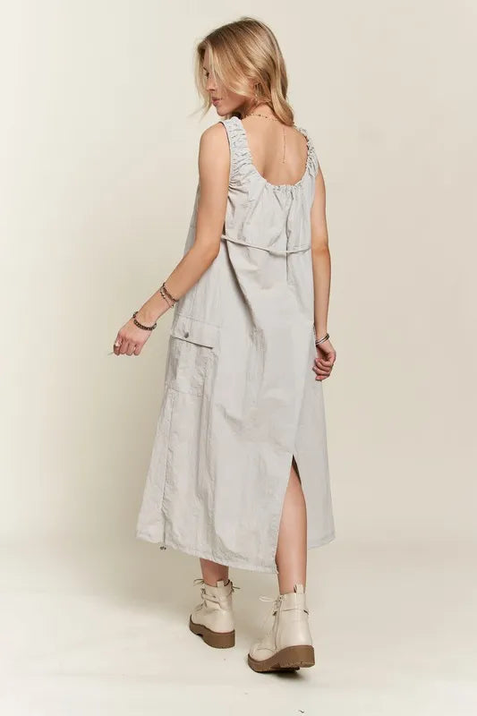 New Summer Drawstring Slit Back Cargo Dress For Women – Stylish, Practical, Modern, Trendy, Perfect for Casual Outings