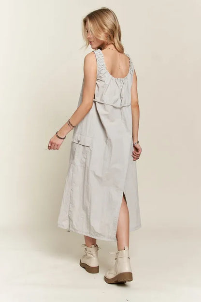 New Summer Drawstring Slit Back Cargo Dress For Women – Stylish, Practical, Modern, Trendy, Perfect for Casual Outings