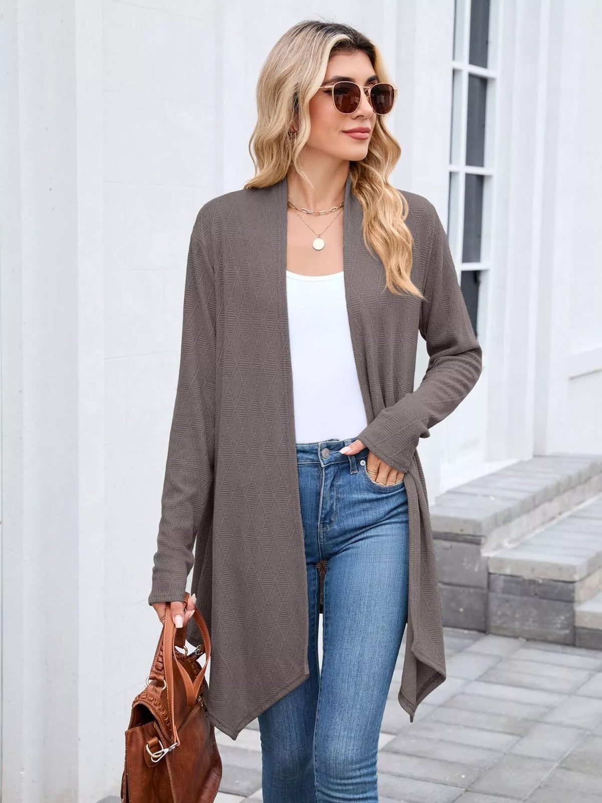 Open Front Long Cardigan