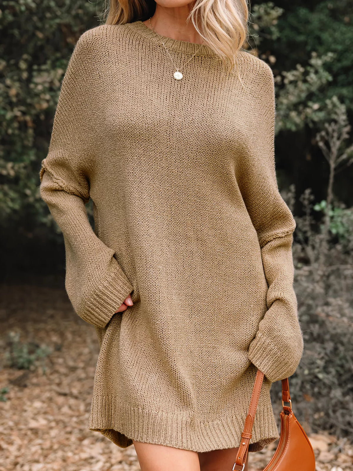 Oversize Drop Shoulder Slouchy Sweater Dress
