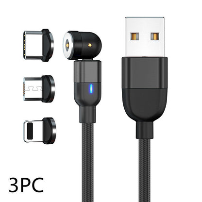 Data Cable 540 Degree Blind Suction Round Magnetic Charging Cable Three-in-one Bent Magnetic Cable