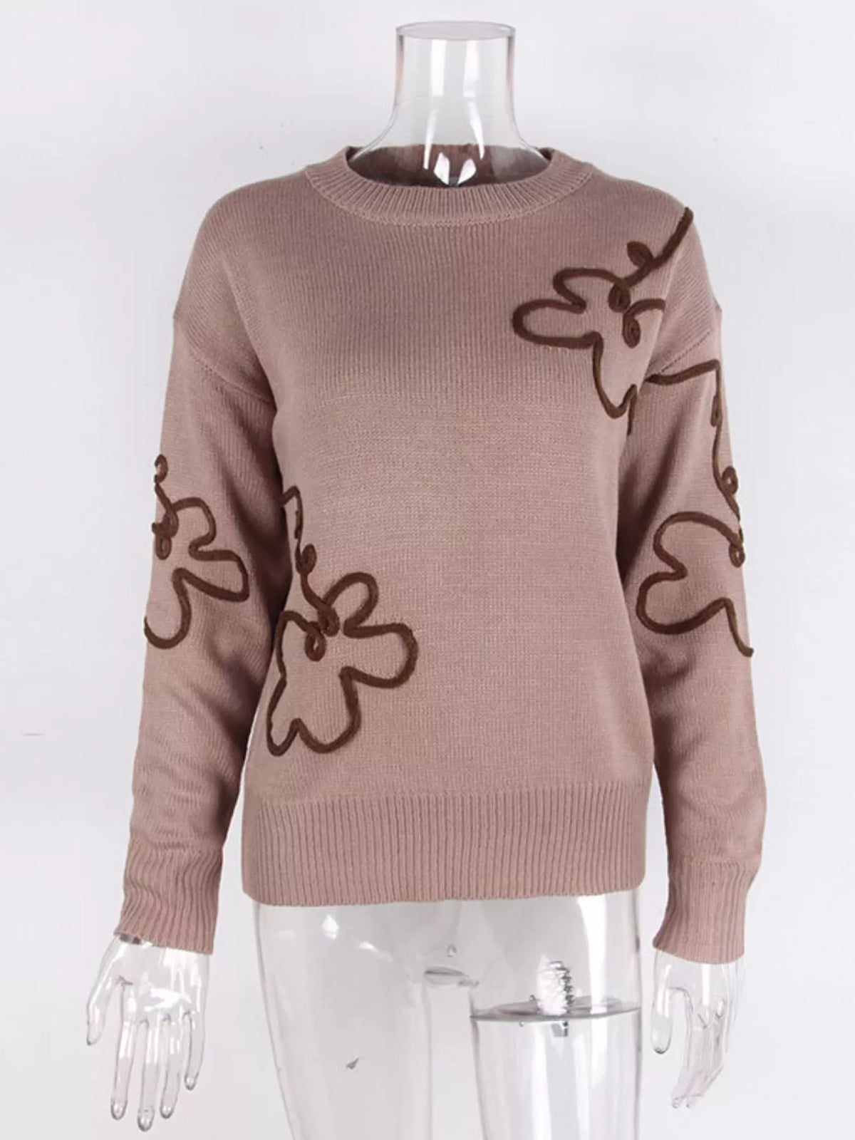 Flower Dropped Shoulder Sweater