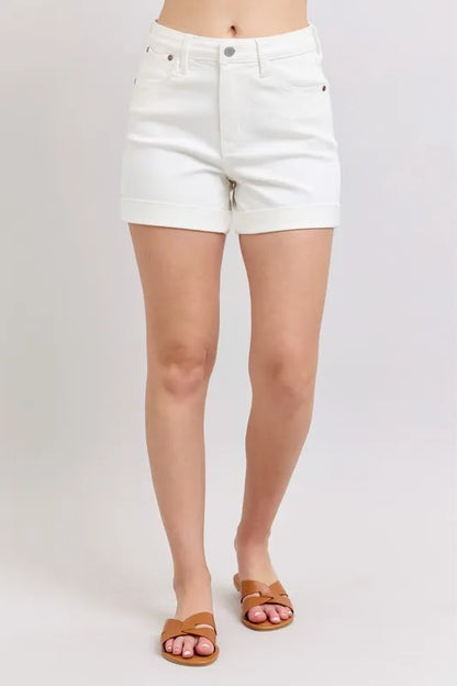 Judy Blue Full Size High Waist Double Roll Cuff Denim Shorts Plus Size