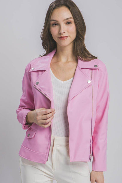 Love Tree Collared Neck Zip Up Jacket for Stylish Layering