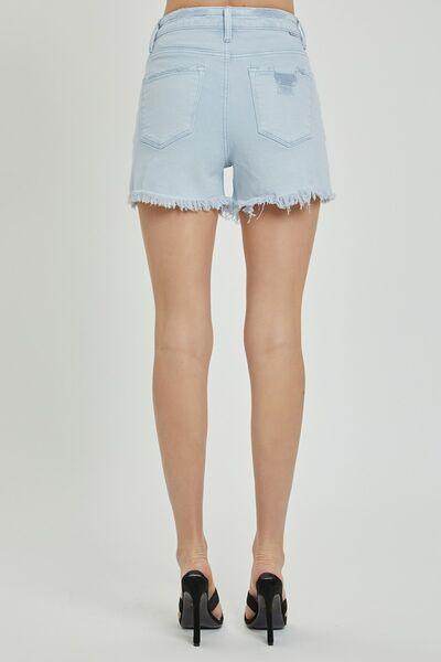 RISEN Full Size High Rise Distressed Detail Denim Shorts