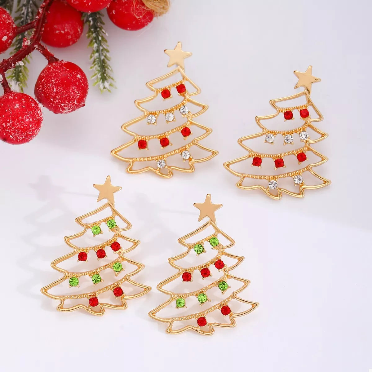 18K Gold-Plated Christmas Tree Earrings