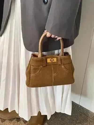 Stylish Suede Handbag – Adjustable Strap &amp; Dual-Use Design
