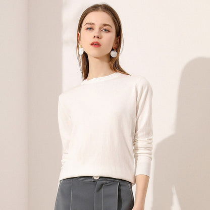 Lightweight Long-sleeve Crew-neck Wool Knit Sweater