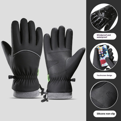 Fleece-lined Thick Waterproof And Cold-resistant Gloves