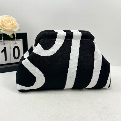 Womens Knitted Bag Striped Clutch