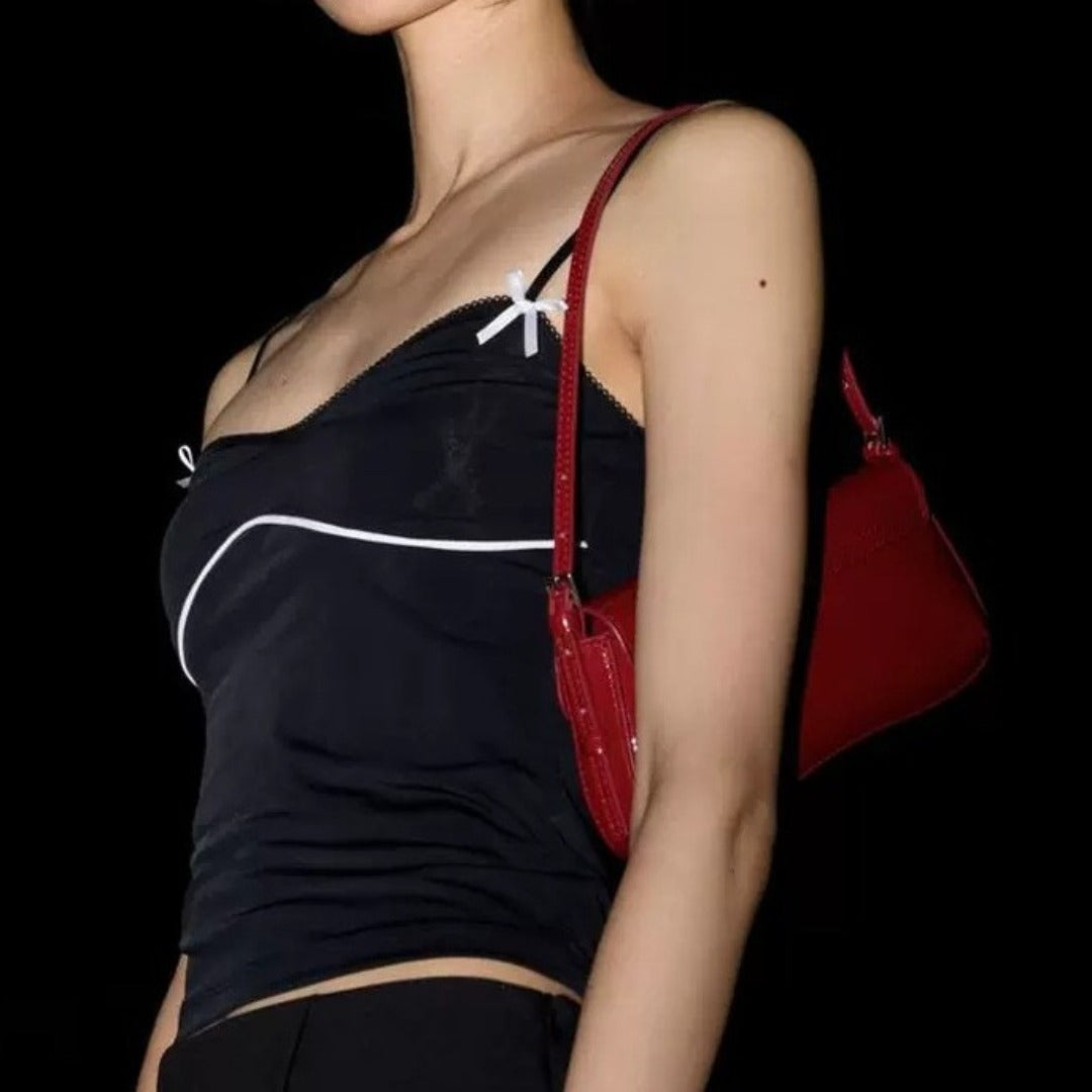 Small Red Baguette shoulder Bag - Must-Have Autumn Fashion Simple Commuter &amp; Retro Shoulder Bag hobo