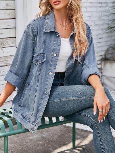 Button Up Long Sleeve Denim Jacket for Stylish Outfits