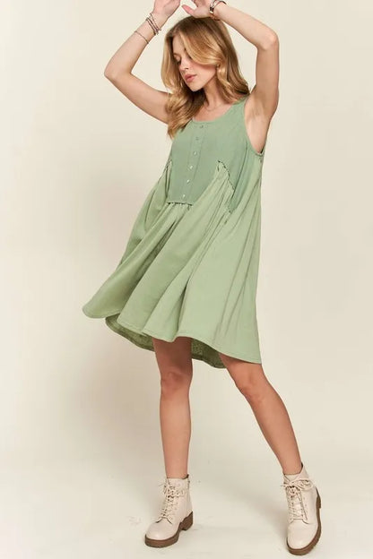 Decorative Button Sleeveless Babydoll Dress For Women – Elegant, Unique, Flowy, Comfortable, Versatile &amp; Stylish
