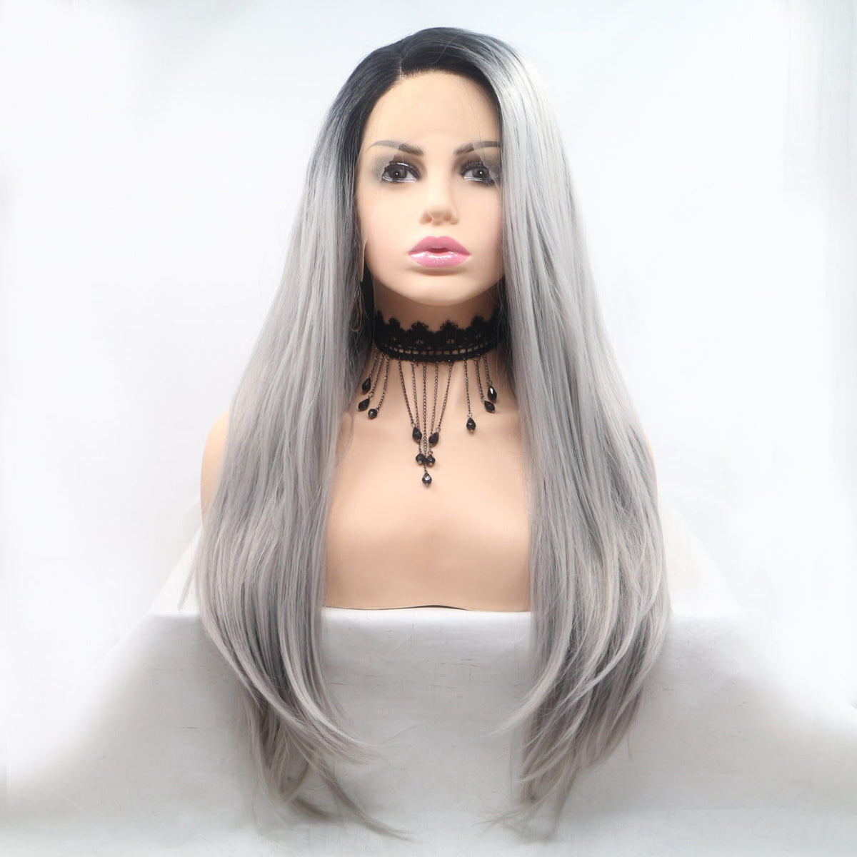 24" Long Straight Lace Front Wig
