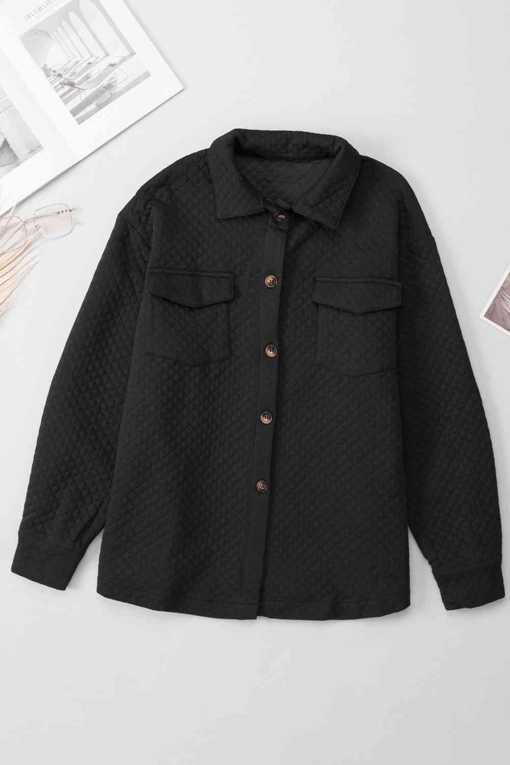 Comfortable Button-Down Collared Jacket Classic Lightweight Classic Design With Pockets