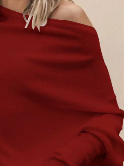 Single Shoulder Ribbed Knit Top