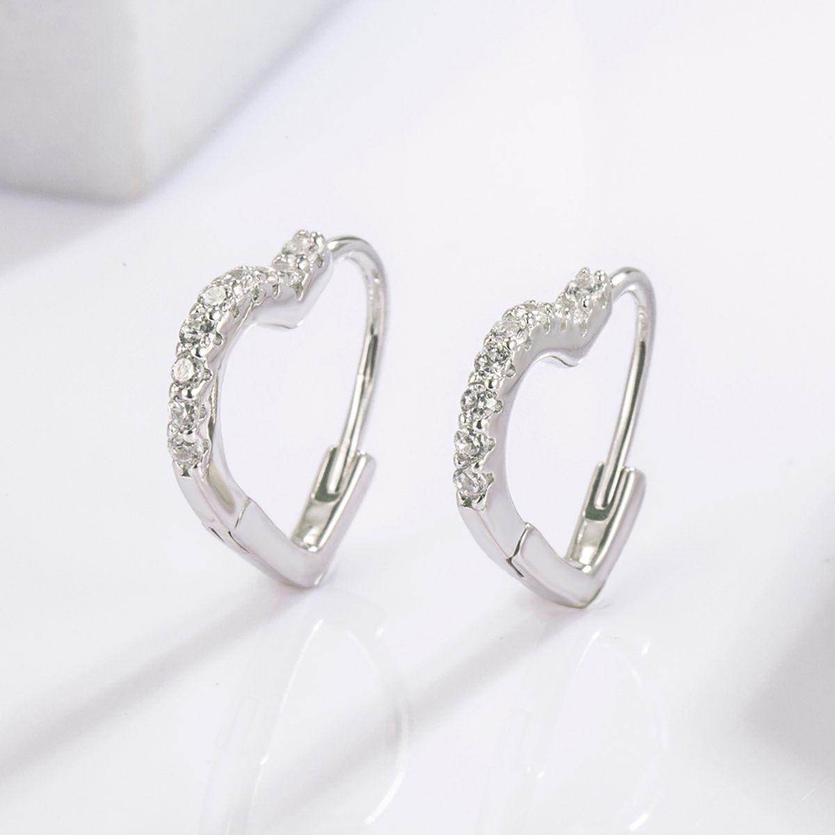 925 Sterling Silver Zircon Heart Shape Earrings Set