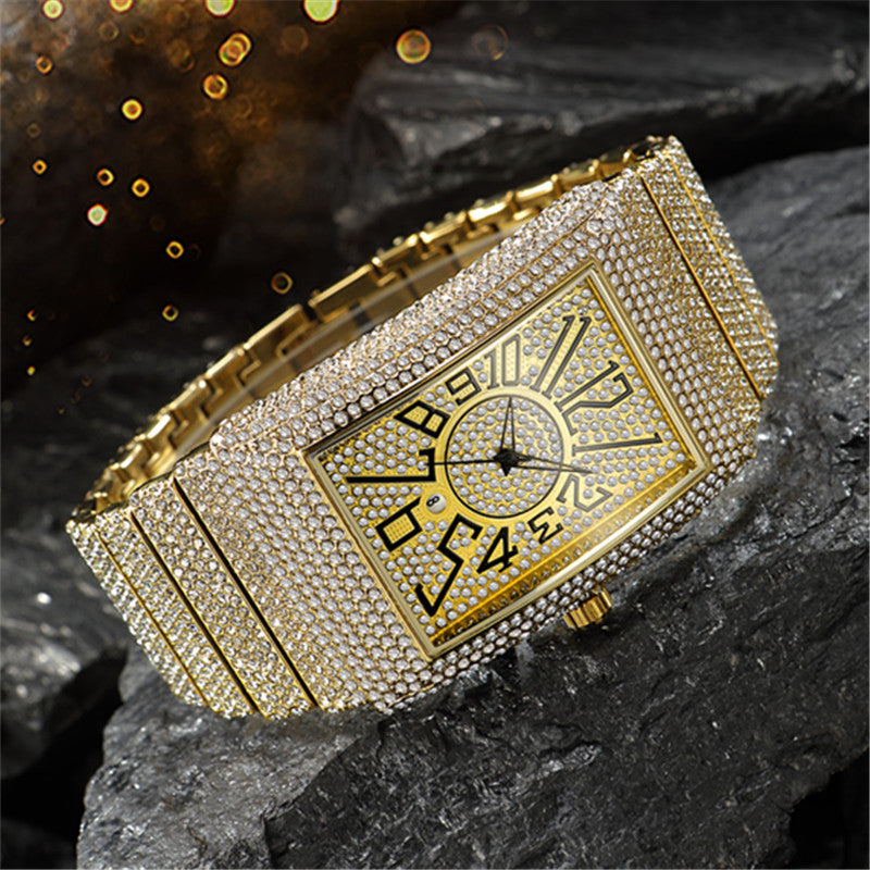 Diamond-embedded Watch Men&