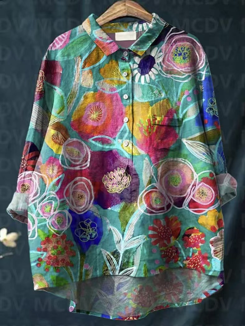 Womens Casual Long-sleeve Shirt Top