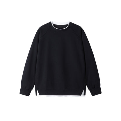 Womens Spliced Crew-neck Pullover Top