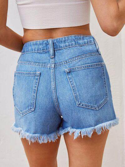 Distressed Raw Hem Denim Shorts for Women Casual Style